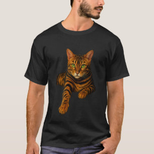 Bengal-Katze Grüne Augen Realistisches Porträt Fel T-Shirt