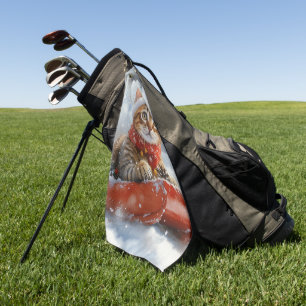 Bengal-Katze im Schlitten Lass es schneien Weihnac Golfhandtuch