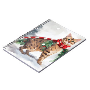 Bengal-Katze im Schnee Weihnachten  Notizblock