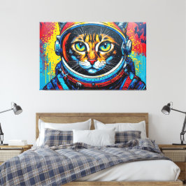 BENGAL-KATZE IM WELTALL LEINWANDDRUCK
