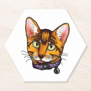 Bengal-Katze Katzen Kätzchen Cartoon-Gesicht Liebe Untersetzer