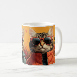 Bengal-Katze mit Herz Rosen Valentinstag Kaffeetasse
