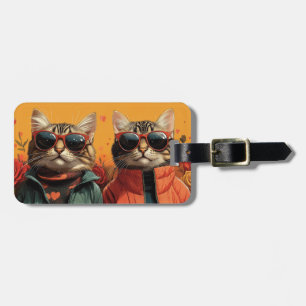 Bengal-Katze mit Herzrosen Valentinstag Gepäckanhänger