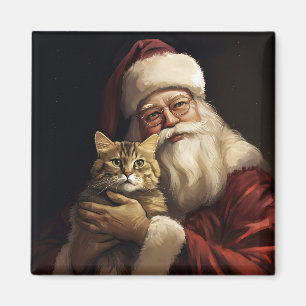 Bengal-Katze mit Santa Claus Festliches Weihnachte Magnet