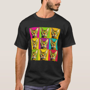 Bengal-Katze Pop Art Farbige Grafikdesign T-Shirt