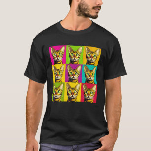 Bengal-Katze Pop Art Farbige Grafikdesign T-Shirt