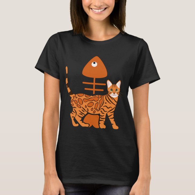 Bengal-Katze und Fischgräte T-Shirt (Vorderseite)