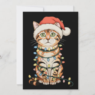 Bengal-Katze Weihnachtsbaum Lichter Weihnachtsmann Feiertagskarte