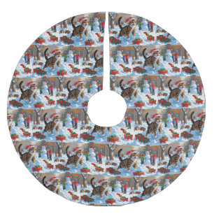 Bengal-Katze Weihnachtsfestliche Schneeszene Polyester Weihnachtsbaumdecke