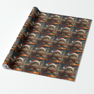 Bengal-Katzen-Achterbahn-Weihnachten Geschenkpapier