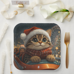 Bengal-Katzen-Achterbahn-Weihnachten Pappteller