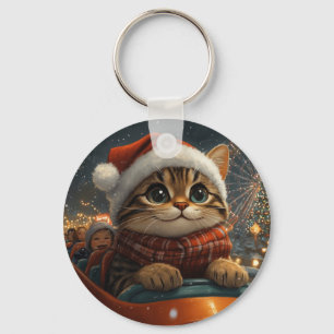 Bengal-Katzen-Achterbahn-Weihnachten Schlüsselanhänger