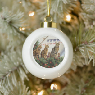 Bengal-Katzen Weihnachtskreuzfahrt: Pawesome Feier Keramik Kugel-Ornament