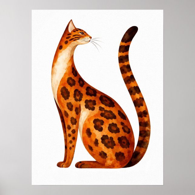 Bengal-Katzenprofil Aquarell Poster (Vorne)
