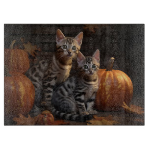 Bengal Kitten Herbstzauber Kürbis Schneidebrett