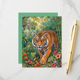 Bengal Tiger Lebendiger Bambus-Dschungel Begleitkarte