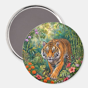 Bengal Tiger Lebendiger Bambus-Dschungel Magnet