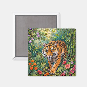 Bengal-Tiger Lebendiger Bambus-Dschungel Magnet