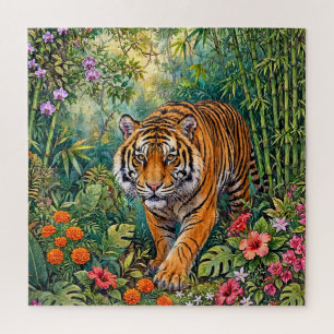 Bengal Tiger Lebendiger Bambus-Dschungel Puzzle