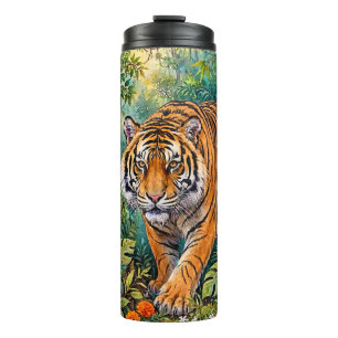 Bengal-Tiger Lebendiger Bambus-Dschungel Thermosbecher
