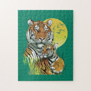 Bengal-Tiger mit Baby-Puzzle Puzzle