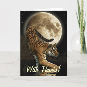 Bengal TIGER, Moon Big Cat Wildlife Thank You Card Dankeskarte