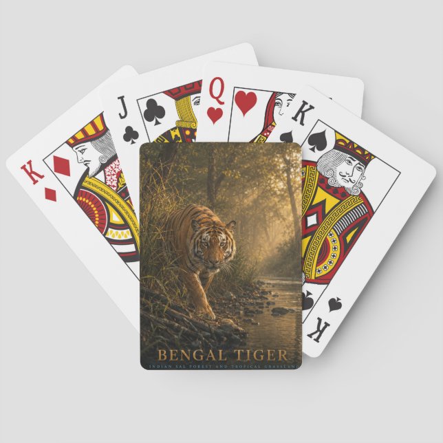 Bengal Tiger Sal Wald TIERE Spielkarten (Rückseite)