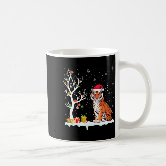 Bengal Tiger Santa Hat Festive Tree Light Christma Kaffeetasse (Rechts)