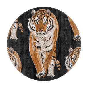Bengal-Tiger-Skizze: Vintage-Tierdruck Schneidebrett