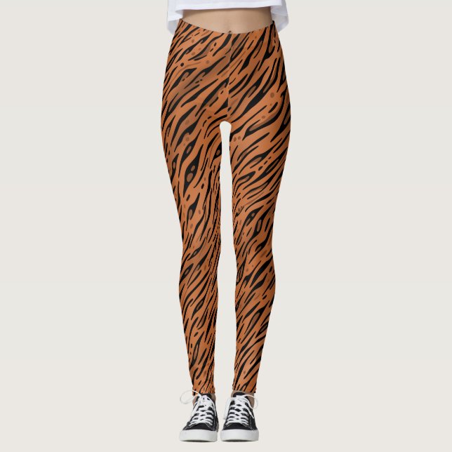 Bengal Tiger Streifen Druck Leggings (Vorderseite)