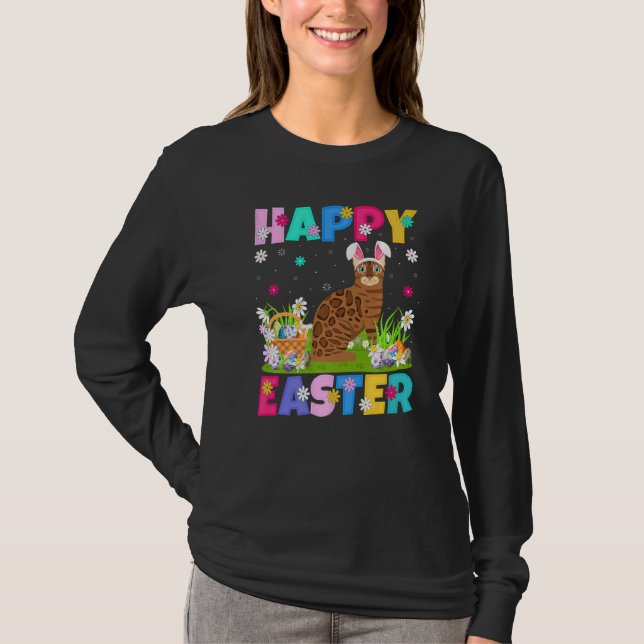Bengalisch Cat Happy Osterfest Bengalischer Katze  T-Shirt (Vorderseite)
