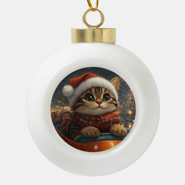 Bengalisch Cat Roller Untersetzer Weihnachten Keramik Kugel-Ornament (Vorderseite)