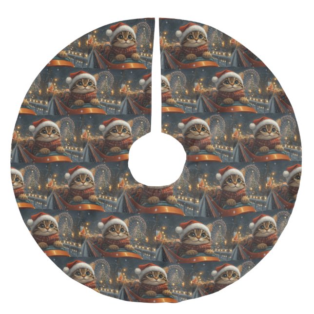 Bengalisch Cat Roller Untersetzer Weihnachten Polyester Weihnachtsbaumdecke (Vorderseite)