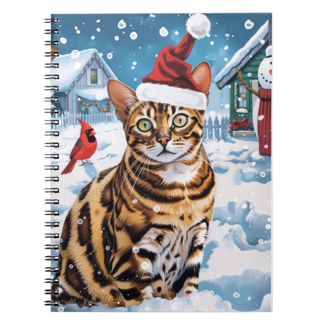 Bengalisch Cat Winter Wonderland Weihnachtsfreude Notizblock (Vorderseite)