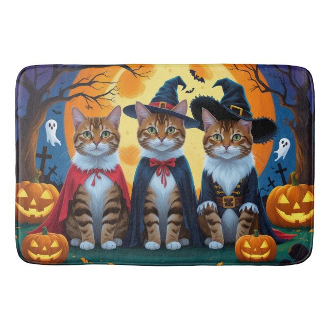 Bengalisch Cats Pumpkin Halloween Funny Badematte (Vorderseite)