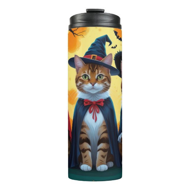 Bengalisch Cats Pumpkin Halloween Funny Thermosbecher (Vorderseite)