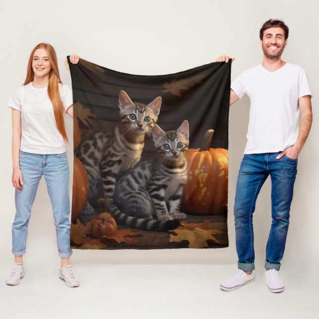 Bengalisch Kitten Autumn Delight Pumpkin Fleecedecke (Beispiel)
