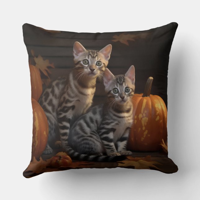 Bengalisch Kitten Autumn Delight Pumpkin Kissen (Rückseite)