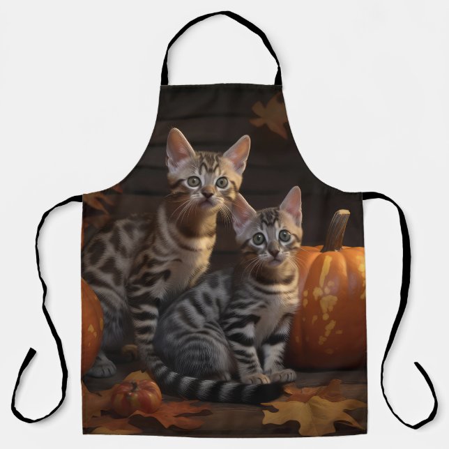 Bengalisch Kitten Autumn Delight Pumpkin Schürze (Vorderseite)