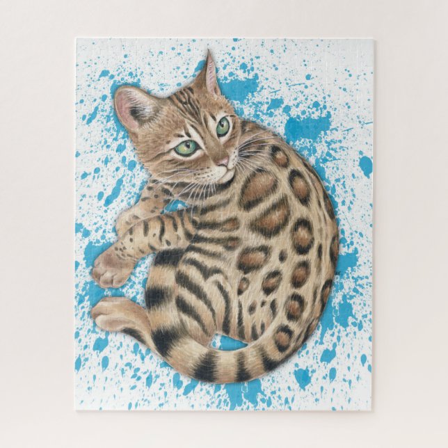 Bengalisch Kitten Blue Splash Aquarell Puzzle (Vertikal)