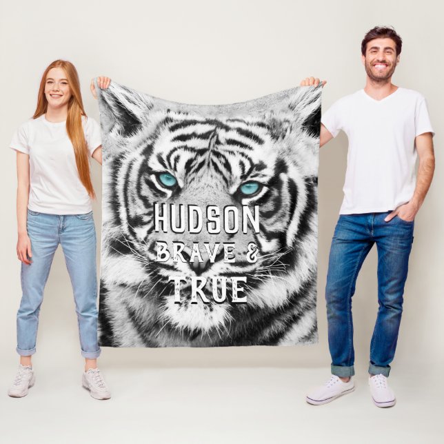 Bengalisch Tiger Personalisiert White Tiger Fleecedecke (Beispiel)