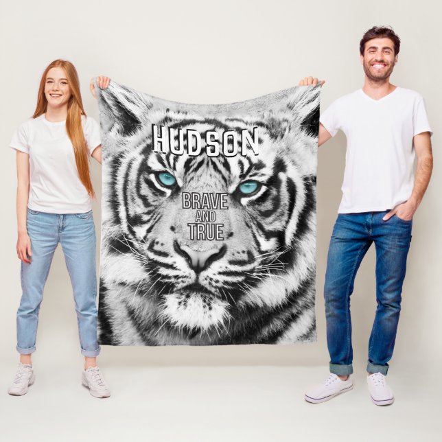 Bengalisch Tiger Personalisiert White Tiger Fleecedecke (Beispiel)