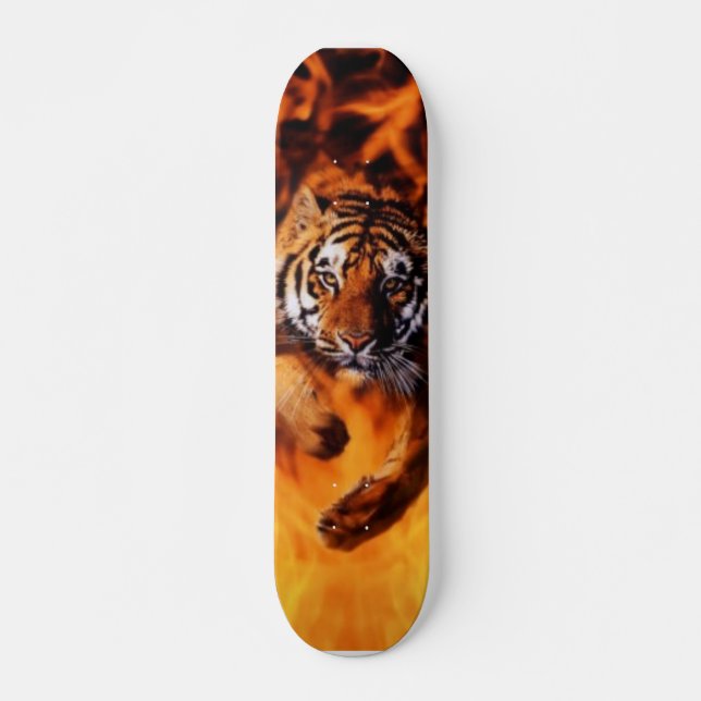 Bengalisch-Tiger-Springen-Flammen Skateboard (Vorne)
