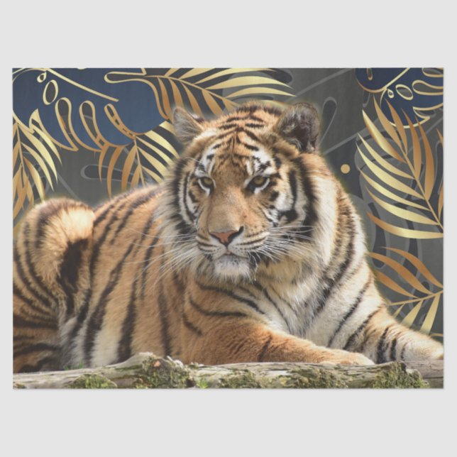 Bengalisch Tiger Tropenpalme Decoupage Seidenpapier (Vorderseite)