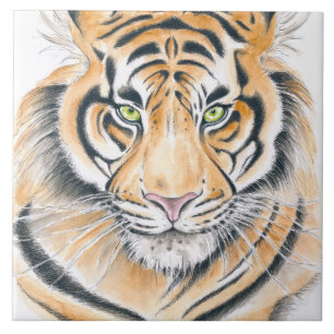 Bengalisch Tiger Wasserfarbe Kunst Fliese