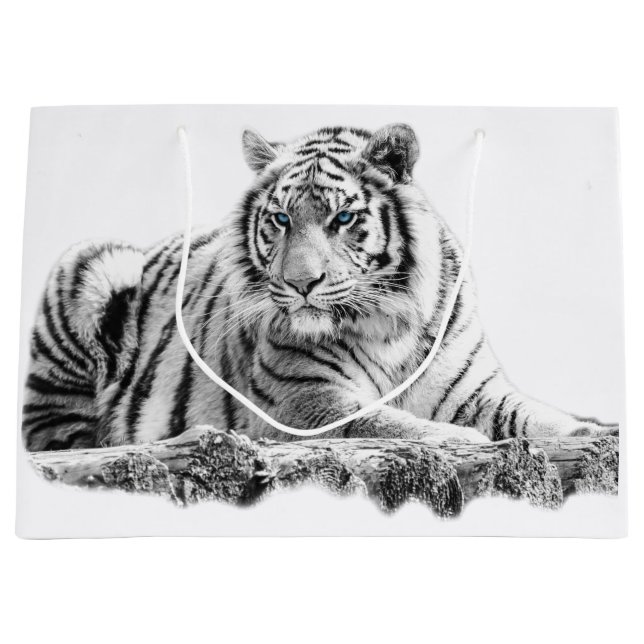 Bengalisch White Tiger Große Geschenktüte (Vorderseite)