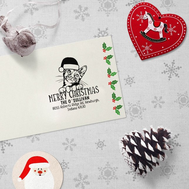 Bengalische Cat Rücksendeadresse Weihnachten Gummistempel (Von Creator hochgeladen)