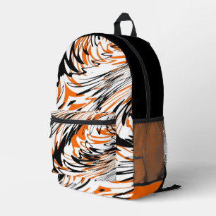 Bengalische Farbtöne in orangefarbenen und schwarz Bedruckter Rucksack