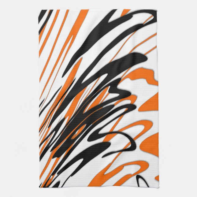 Bengalische Farbtöne in orangefarbenen und schwarz Geschirrtuch (Vertikal)