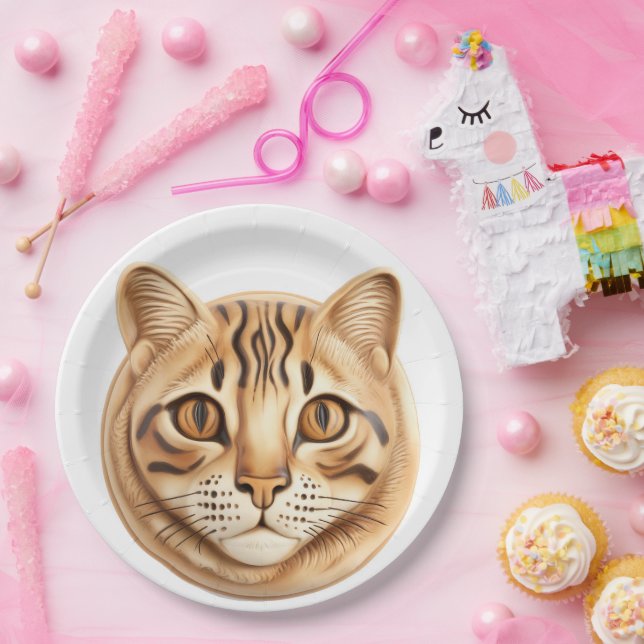 Bengalische Katze 3D Inspiriert Pappteller (Party)